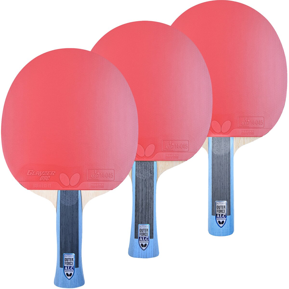 Butterfly Table Tennis - Outerforce ALC Racket with Glayzer 09C - Three Handle Styles
